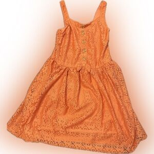 Little Lass Orange Lace Casual Dress
